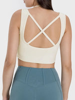 Millennia Crisscross Square Neck Active Tank - Ladyez