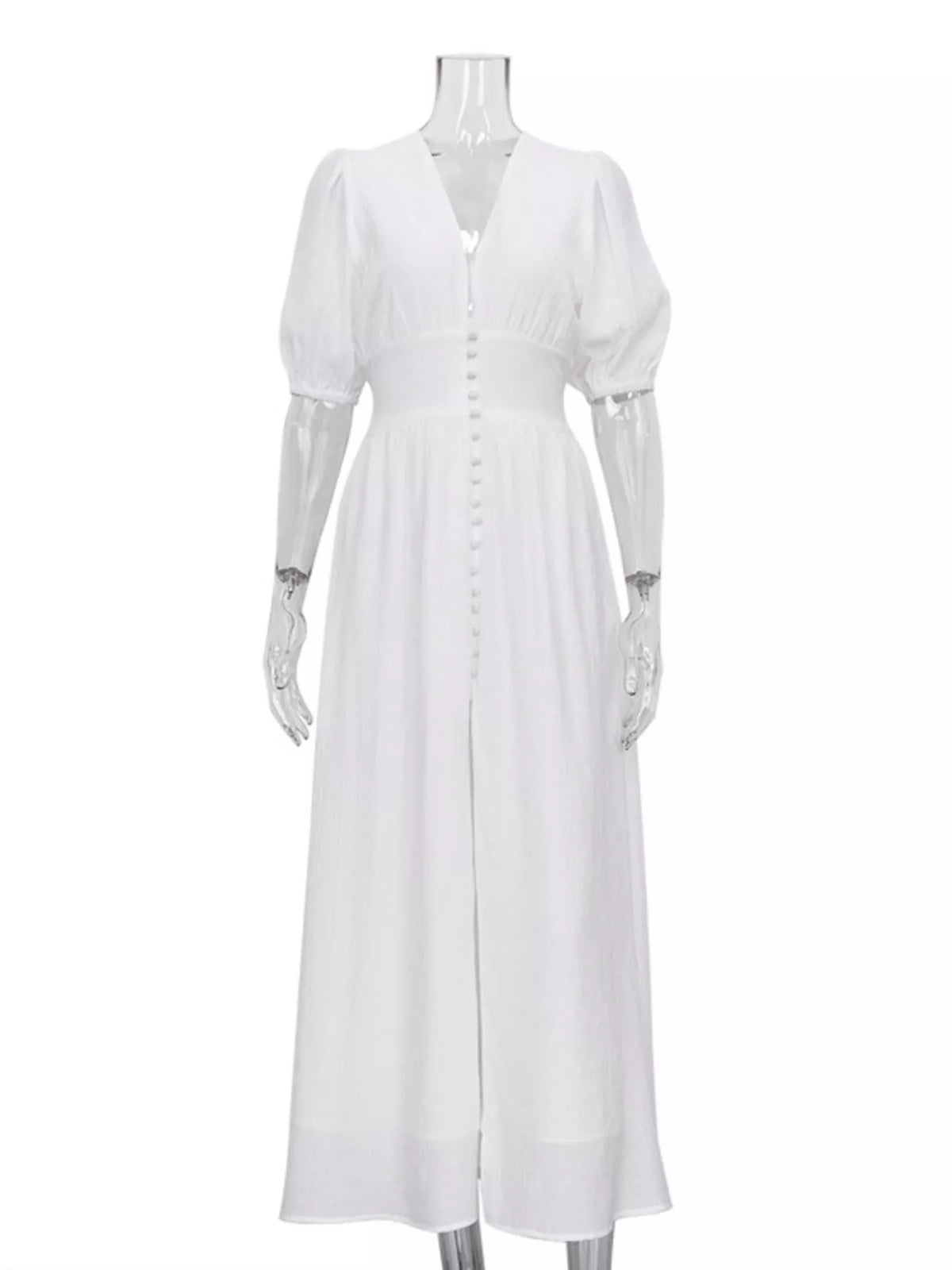 Slit Puff Sleeve Maxi Dress