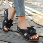 Flower Open Toe Wedge Sandals