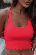 Crisscross Scoop Neck Swim Top - Ladyez