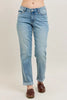 Judy Blue Full Size V-Front Cuff Boyfriend Jeans Plus Size