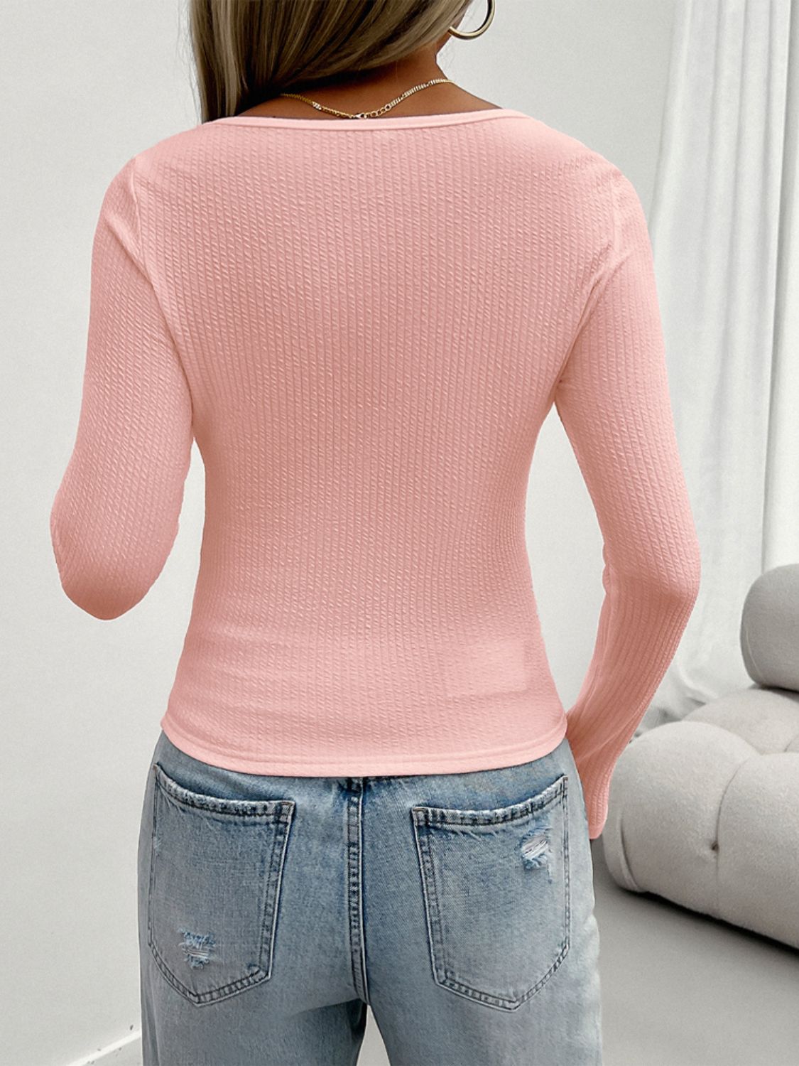 Devine Lace Detail Scoop Neck Long Sleeve T-Shirt - Ladyez