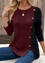 Color Block Ribbed Knit T-Shirt