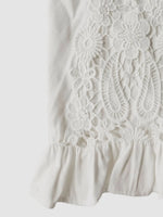 V-Neck Lace Flounce Sleeve Top