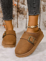 Cozy Buckle Suede Winter Slippers - Ladyez