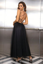 Lace-Up Backless Mesh Dress - Ladyez