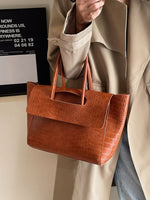 Crocodile-Embossed Shoulder Bag