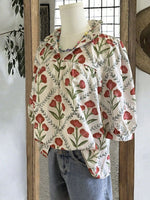 Floral Print Ruffle Collar Blouse