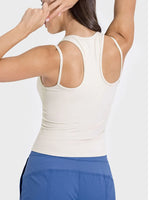 Millennia Cutout Round Neck Racerback Active Tank - Ladyez