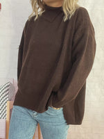 Slit Turtleneck Long Sleeve Sweater