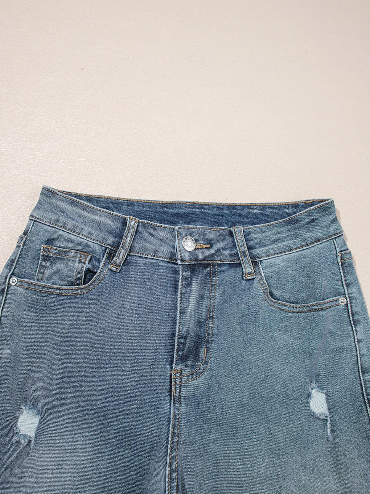 Distressed Ankle-length Straight Jeans - Ladyez