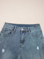 Distressed Ankle-length Straight Jeans - Ladyez