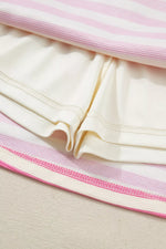 Half Zip Striped Sleeveless Top and Skirt Set