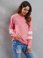 Full Size Striped Round Neck Long Sleeve T-Shirt - Ladyez
