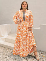 Plus Size Boho Floral Print Maxi Dress