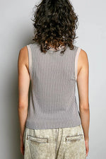 POL V-Neck Contrast Ribbed Sleeveless Tank