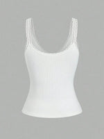 Lace Detail V-Neck Wide Strap Tank