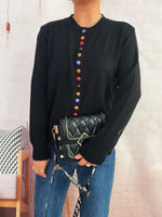 Button-Front Cardigan with Colorful Detail Buttons