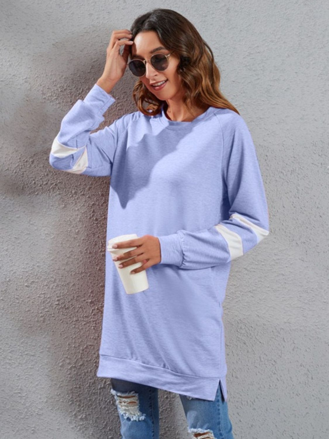 Full Size Striped Round Neck Long Sleeve T-Shirt - Ladyez