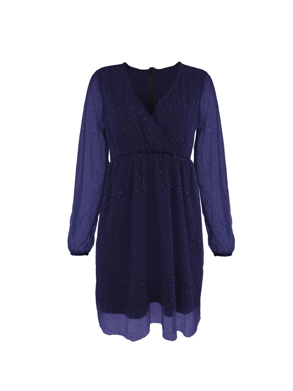 Sparkling Surplice Balloon Sleeve Mini Dress - Ladyez