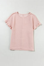 Round Neck Frill Short Sleeve T-Shirt