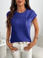 Round Neck Cap Sleeve Knit Top