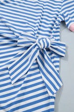 Stripe Nautical Tie Contrast Trim Round Neck T Shirt Mini Dress