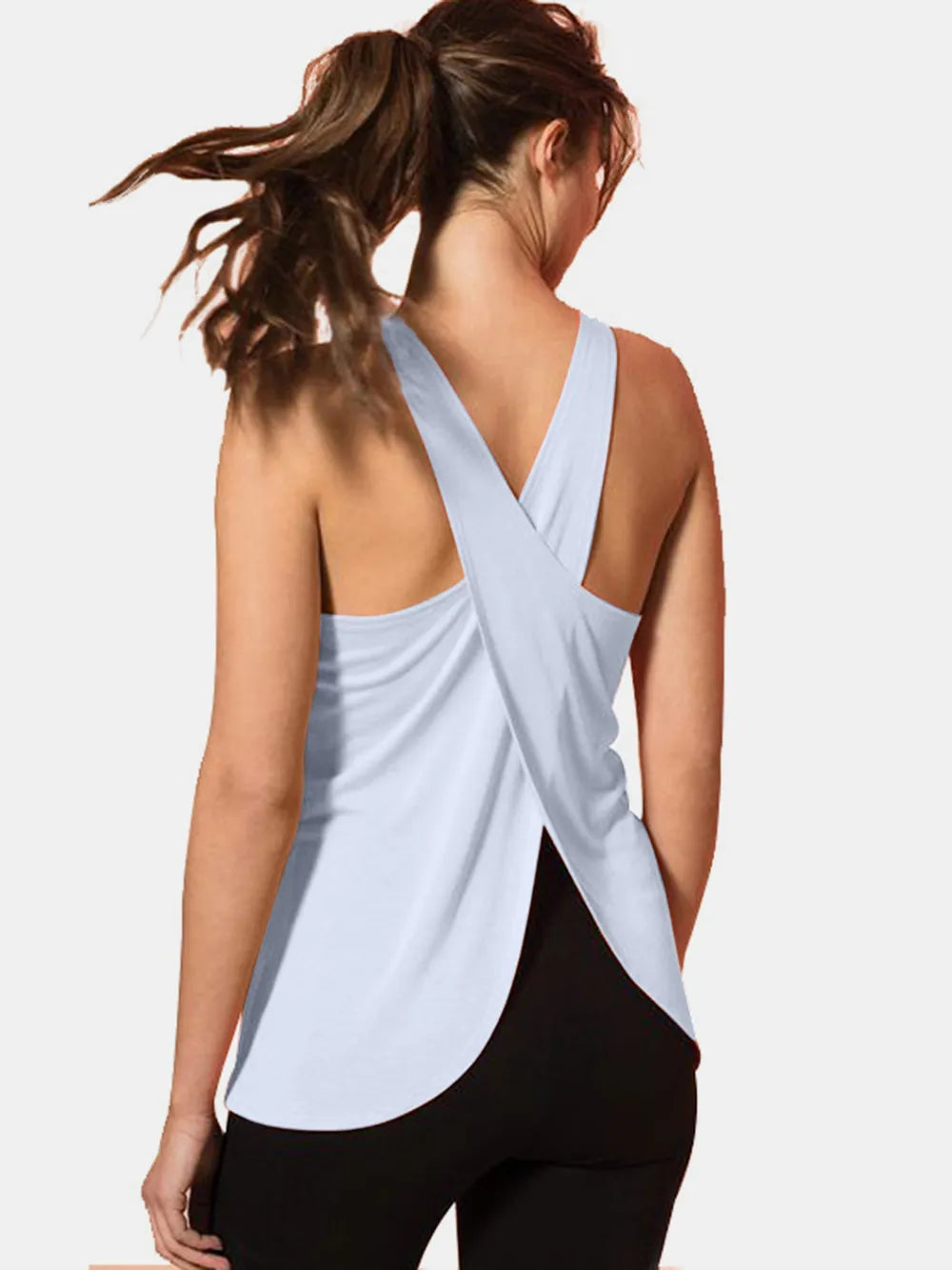 Crisscross Scoop Neck Active Tank - Ladyez