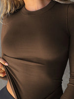 Round Neck Long Sleeve T-Shirt - Ladyez