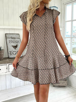 Full Size Ruffled Layered Printed Mini Dress Plus Size - Ladyez