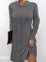 Casual Long Sleeve Hooded Knit Dress