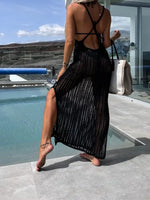 Openwork Slit Cutout Wide Strap Dress - Ladyez