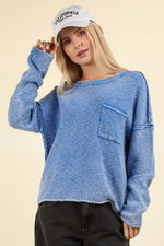 VERY J Mineral Washed Exposed Seam Sweater