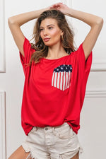 BiBi French Terry With Front Pocket Dolman Sleeves Top