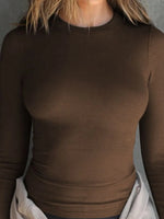 Round Neck Long Sleeve T-Shirt - Ladyez