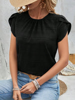 Round Neck Petal Sleeve Top