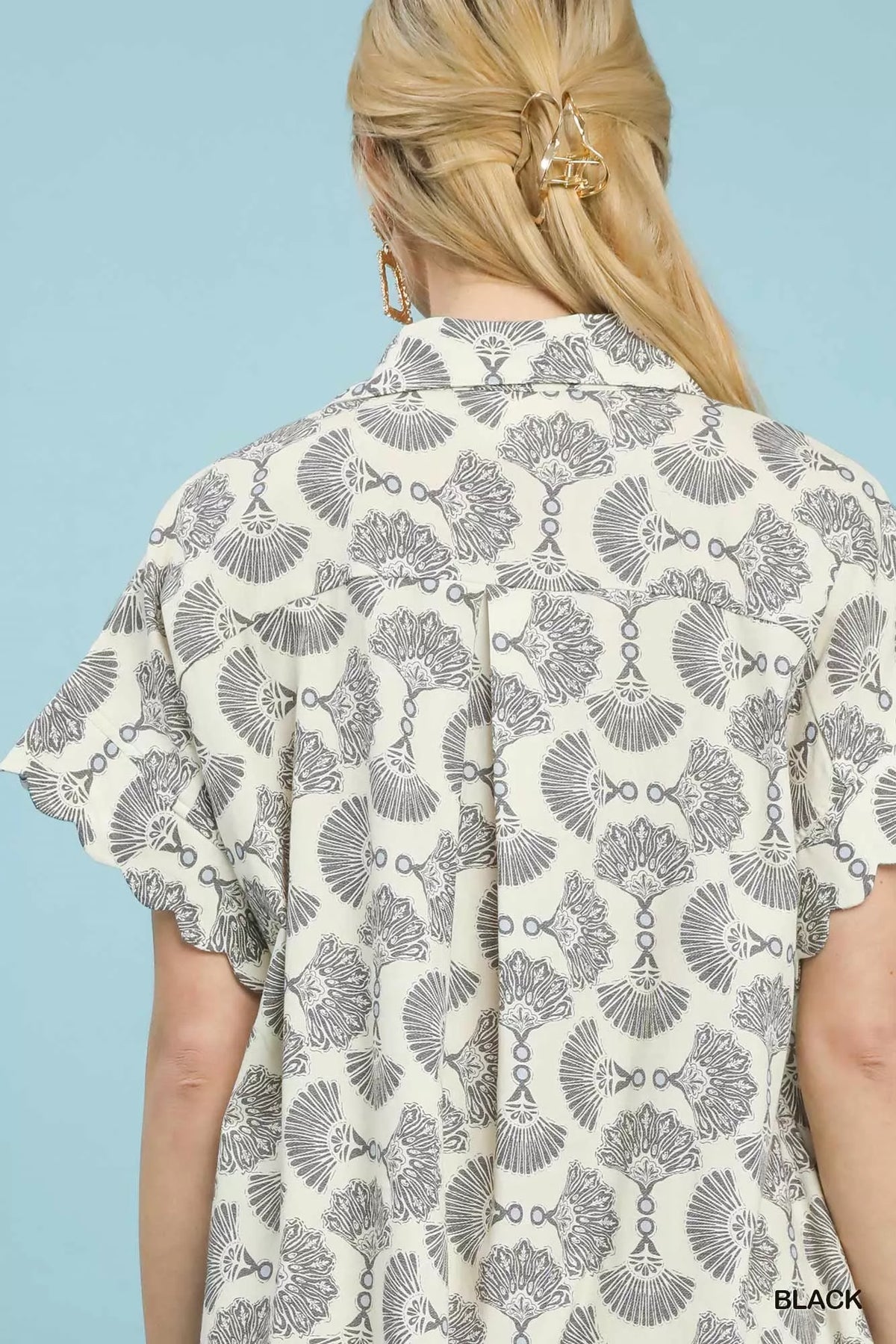 Umgee Printed Button Front Shirt Dress