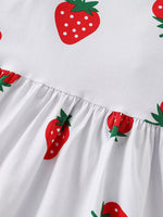 Children's Strawberry Print Ruffle Sleeve Dress