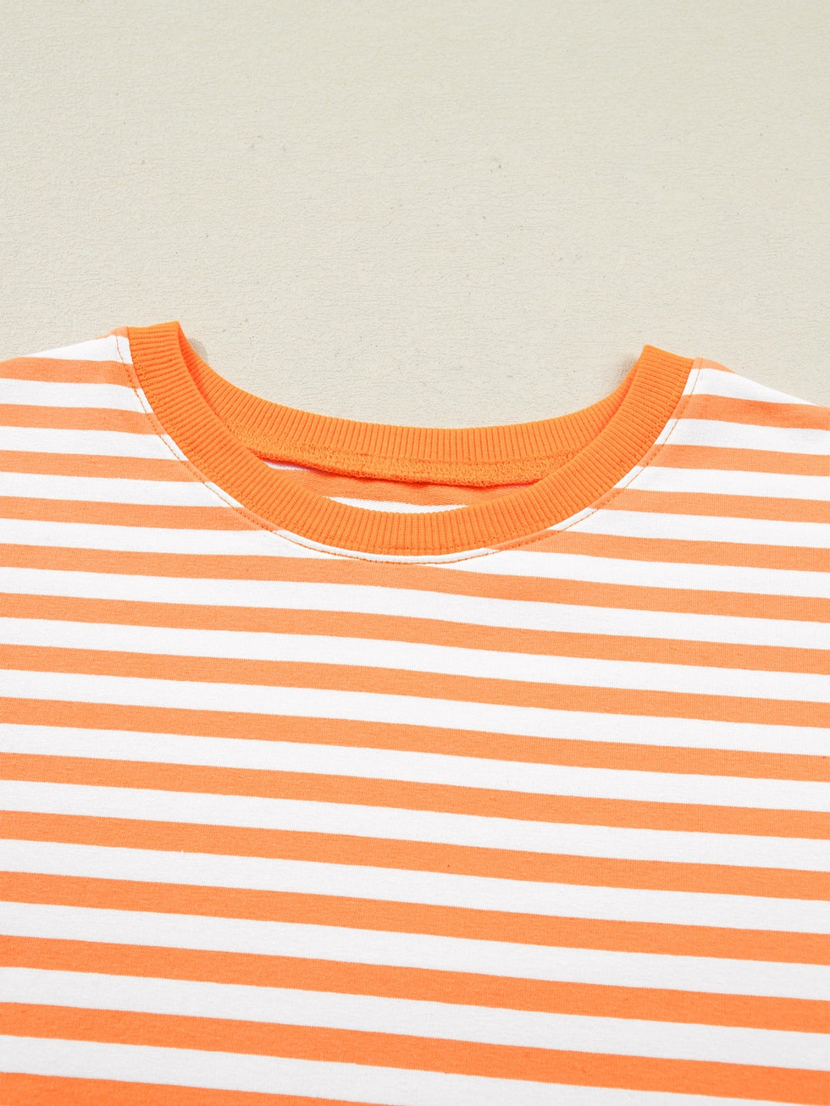 Stripe 3/4 Sleeve Exposed Seam Patchwork Pullover Top