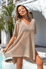 Angel Wings Openwork Slit Scoop Neck Cover Up - Ladyez