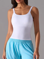 Scoop Neck Active Tank with Detachable Chest Pads - Ladyez