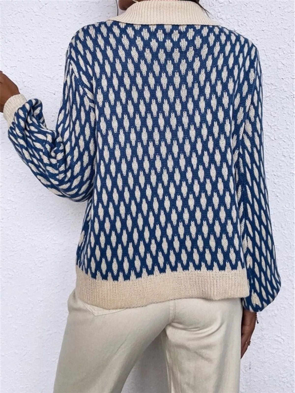 Diamond Pattern Peter Pan Collar Sweater