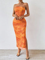 Printed Side Slit Tube Dress - Ladyez