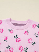Floral Drop Shoulder Cropped Sweater