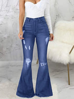 Full Size Distressed Raw Hem Flare Jeans Plus Size - Ladyez