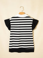 Striped Ruffled Sleeve Blouse