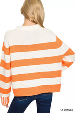 Zenana Ribbed Striped Mock Neck Sweater
