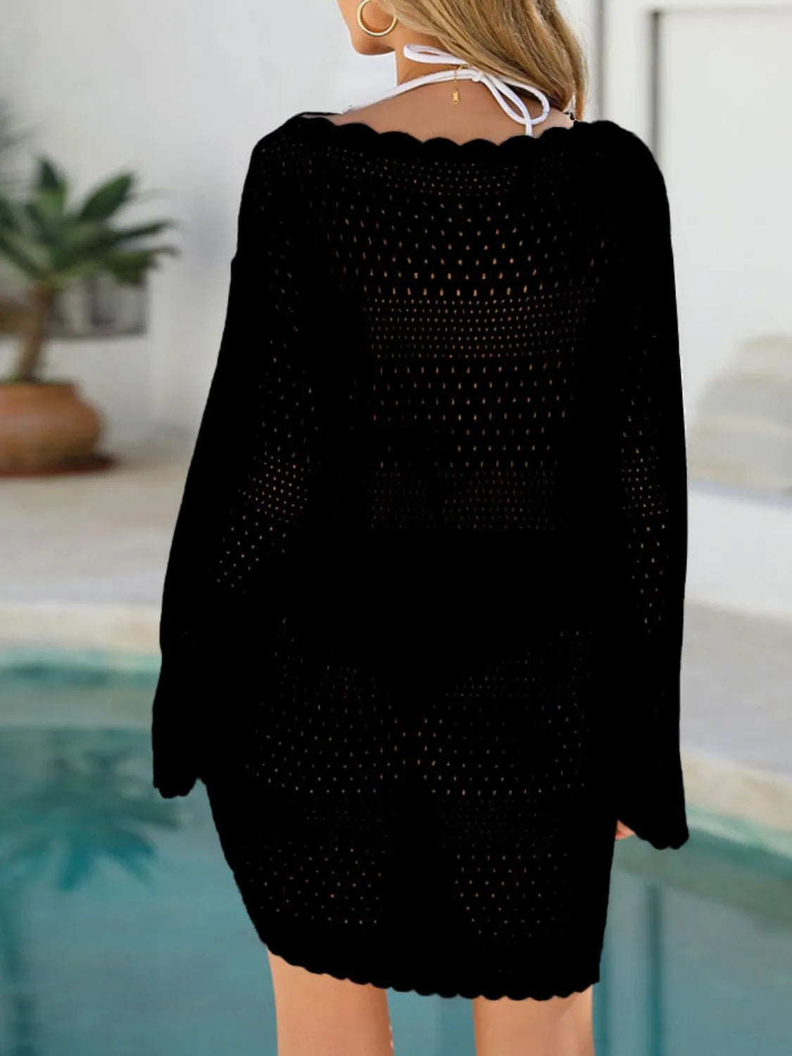 Round Neck Openwork Cover-Up - Ladyez