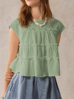 Tiered Cap Sleeve Blouse