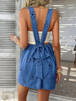 Devine Flower Wide Strap Overalls with Pockets